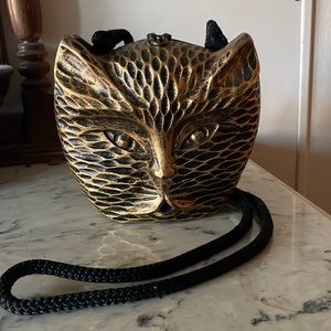 Timmy Woods, vintage wood, cat head purse